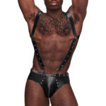 Suspensorio tipo bóxer Male Power Uranus con tirantes, L/XL, negro - Imagen 4