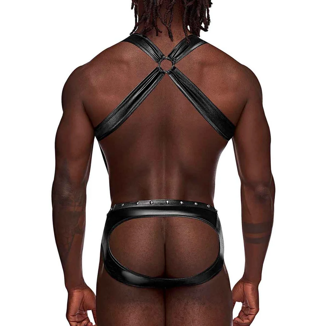Suspensorio tipo bóxer Male Power Uranus con tirantes, L/XL, negro - Imagen 5