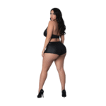 Top halter y shorts Thalia con anillos y tachuelas, 2X, negro - Imagen 2