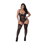 Body Phoenix con cadenas y ligueros, 2X, negro - Imagen 4