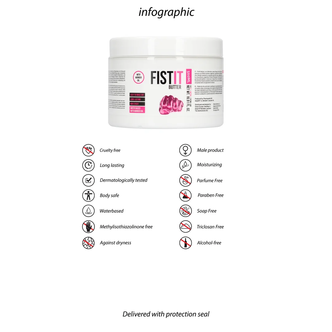 Lubricante de base acuosa, efecto duradero, sin perfume y sin sabor, 500 ml, Fist It by Shots - Imagen 4