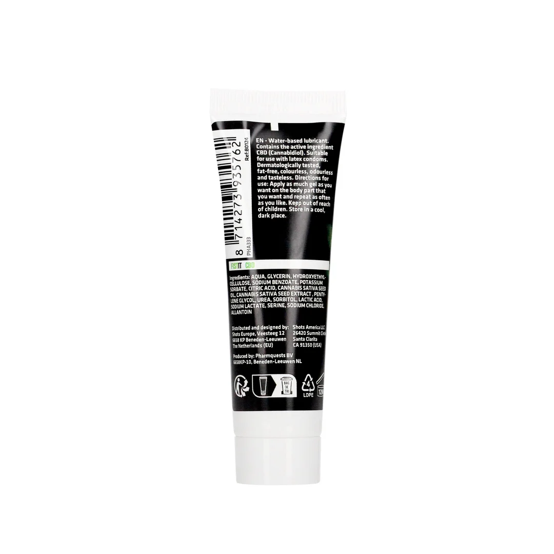 Lubricante de base acuosa con CBD activo (cannabidiol), dermatológicamente testado, sin perfume y sin sabor, 25 ml, Fist It by Shots - Imagen 1