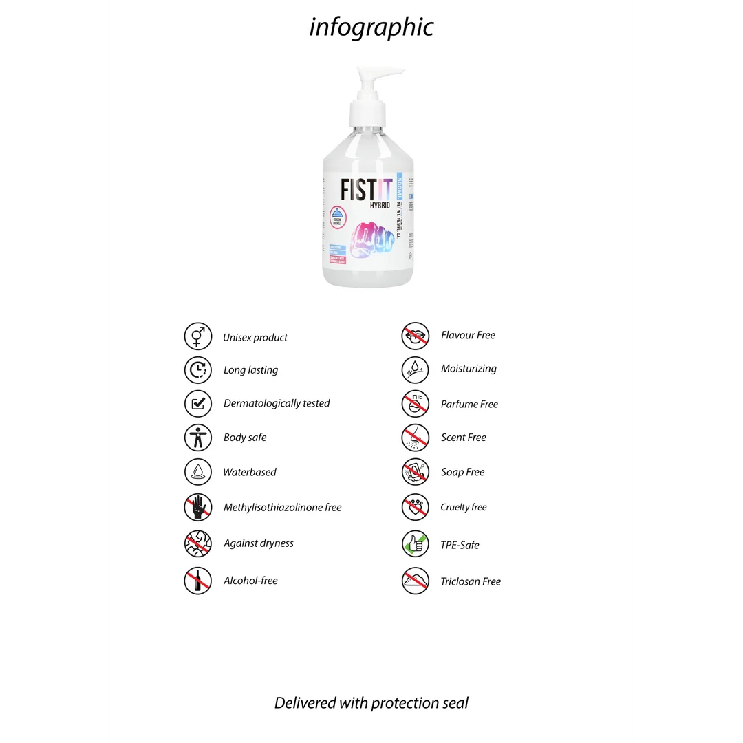 Lubricante neutro, fórmula híbrida de agua y silicona, sin perfume y sin sabor, 500 ml, Fist It by Shots - Imagen 2