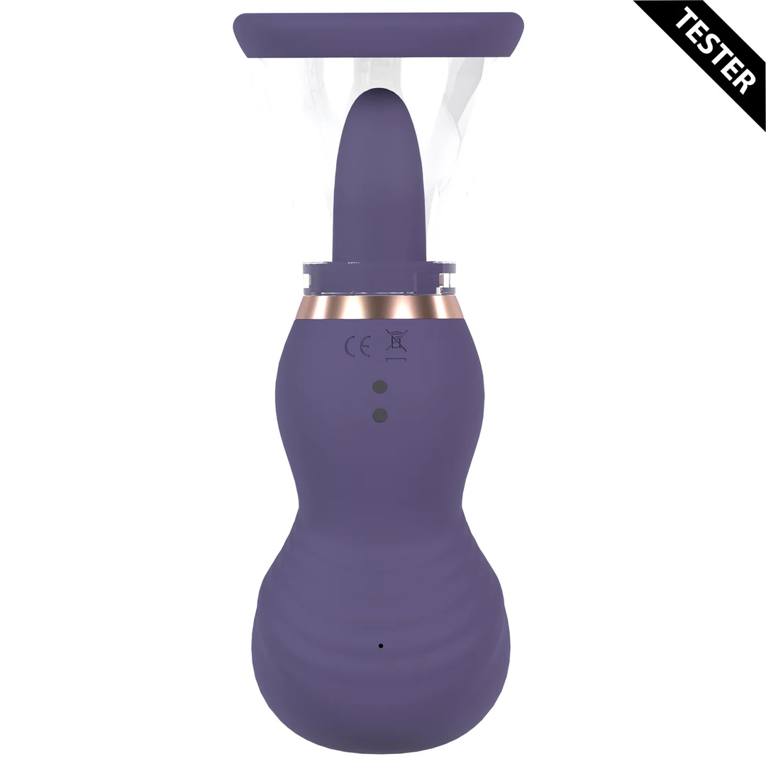 Extra para hombres con copas suaves: bomba recargable para vulva y pecho, morada, probador - Imagen 2