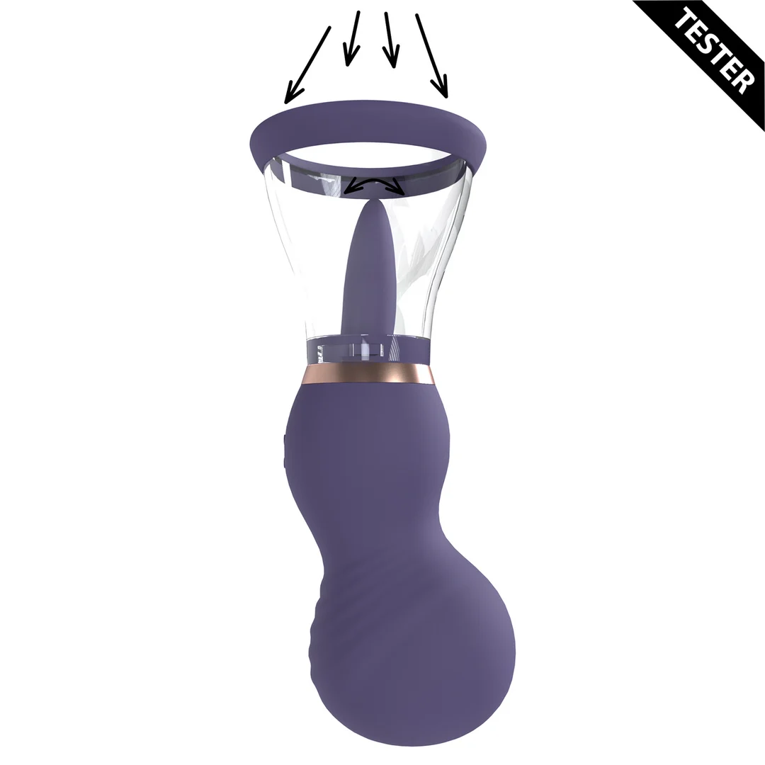 Extra para hombres con copas suaves: bomba recargable para vulva y pecho, morada, probador - Imagen 4
