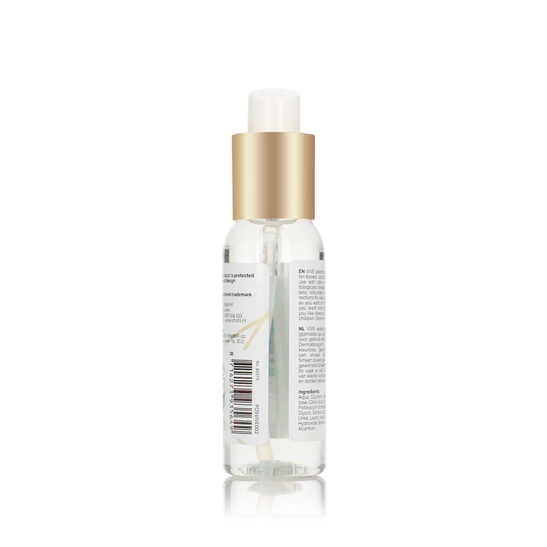 Lubricante de base acuosa, testado dermatológicamente y compatible con preservativos de látex, sin perfume e insípido, 50 ml, VIVE by Shots - Imagen 1