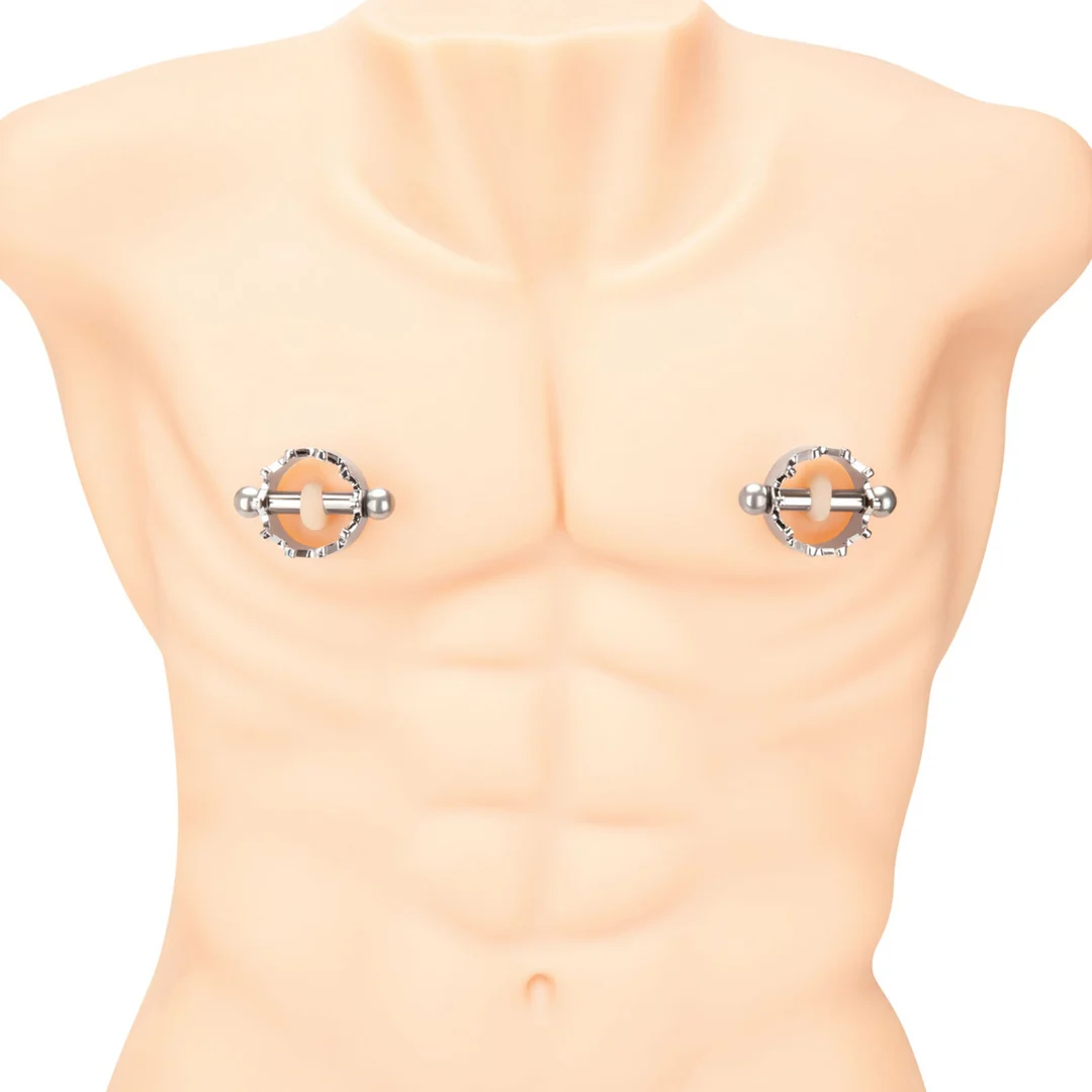 Pinzas BDSM para pezones de sujeción firme – Corona magnética para pezones - Plateada - Imagen 3