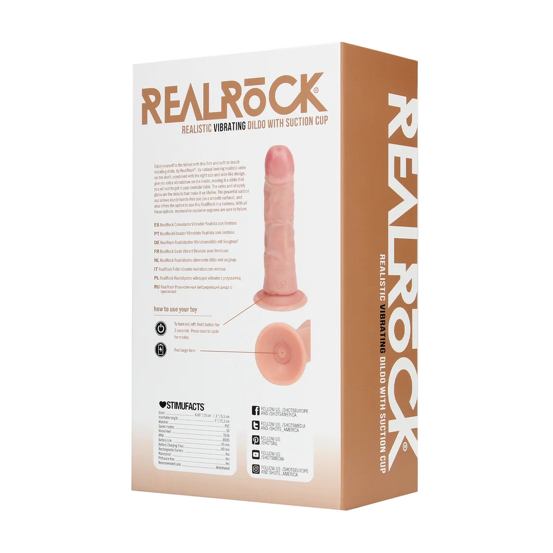 Vibrador realista con ventosa, RealRock Flesh, RealRock by Shots - Imagen 5