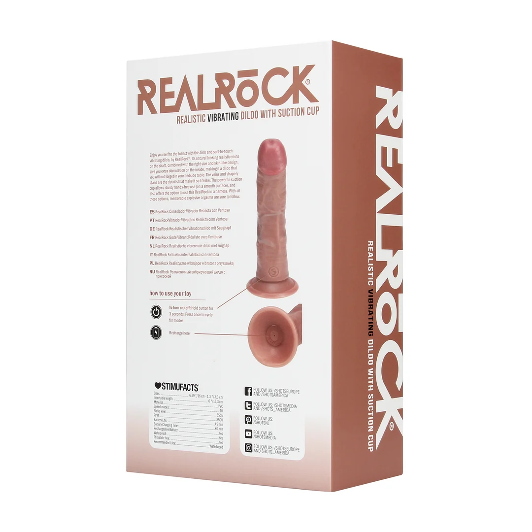 Vibrador realista con ventosa, RealRock Flesh, RealRock by Shots - Imagen 11