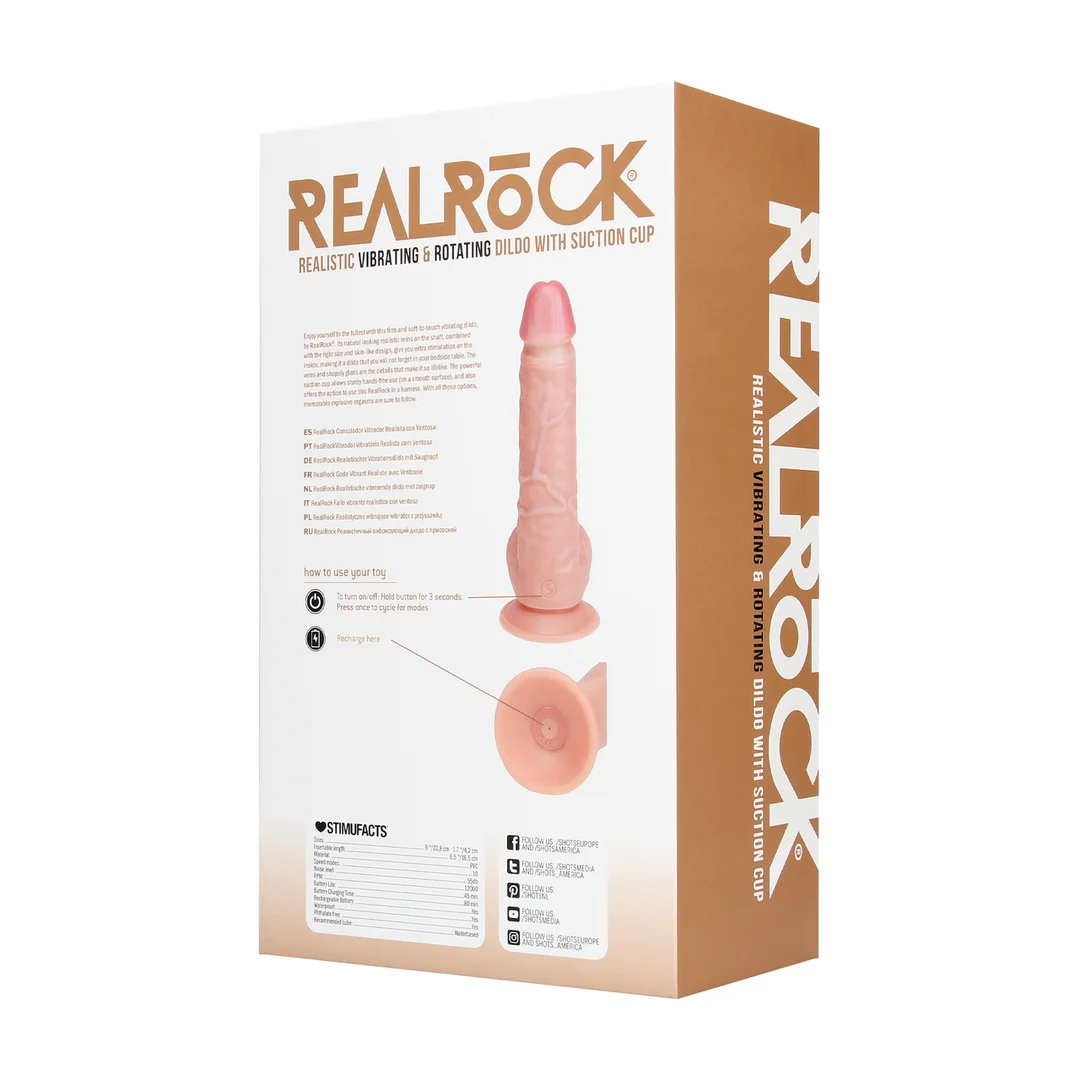 Dildo vibrador y giratorio RealRock con testículos - Imagen 2
