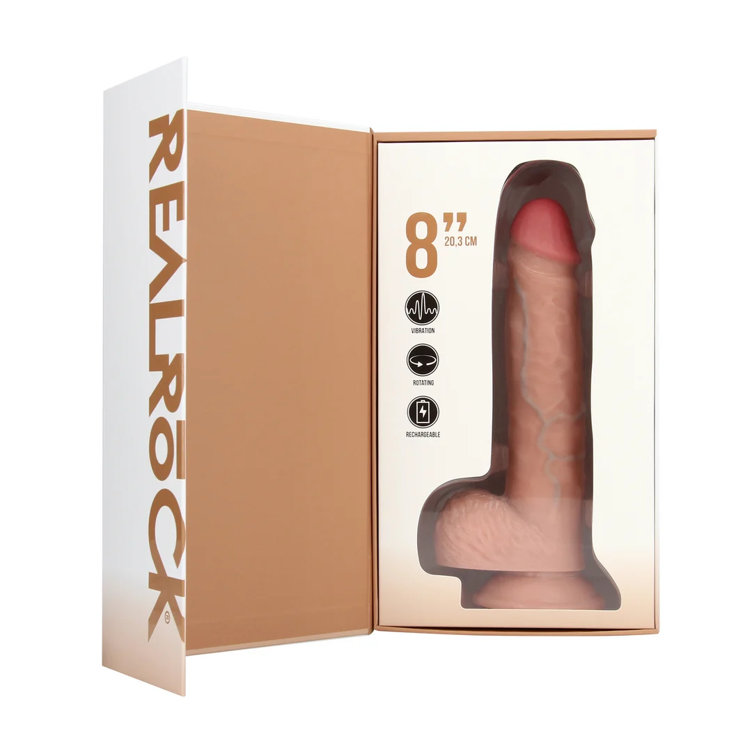 Dildo vibrador y giratorio RealRock con testículos - Imagen 3