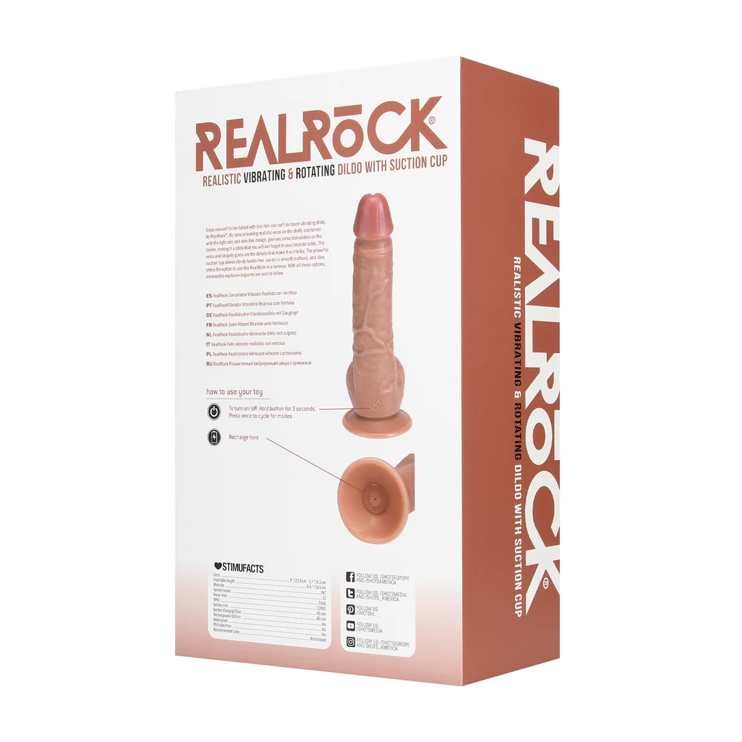 Dildo vibrador y giratorio RealRock con testículos - Imagen 8