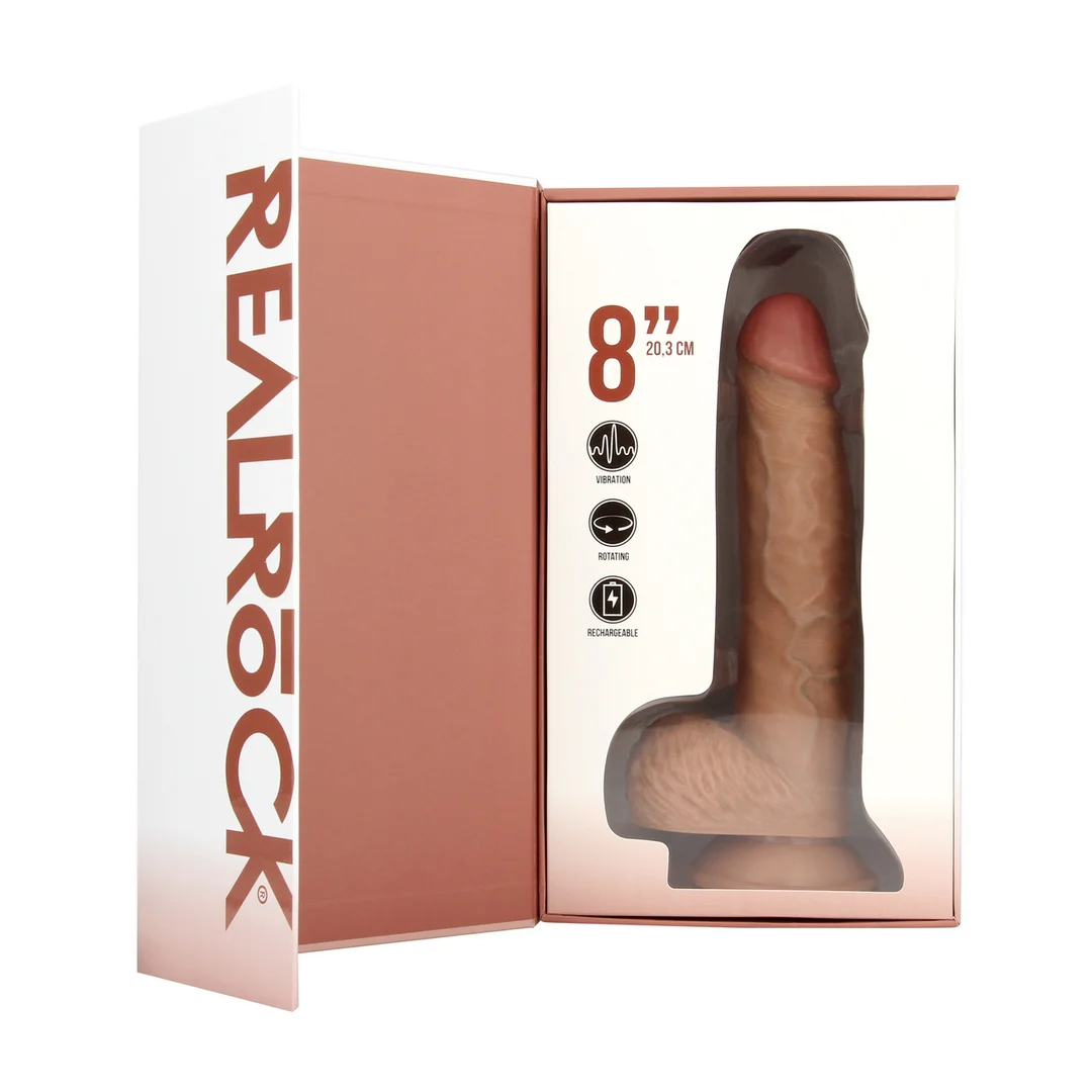 Dildo vibrador y giratorio RealRock con testículos - Imagen 9