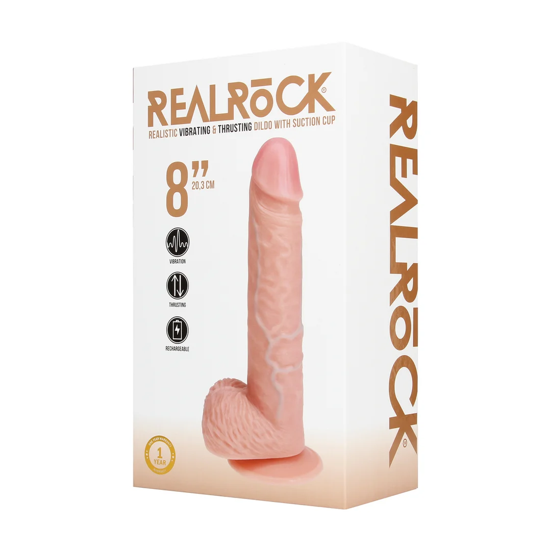 REA193FLE1-2 Vibrador realista con ventosa y compatible con arnés, RealRock flesh de RealRock by Shots - Imagen 1