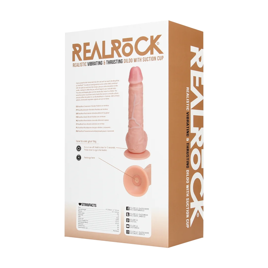 Vibrador realista con ventosa y compatible con arnés, RealRock flesh de RealRock by Shots - Imagen 5
