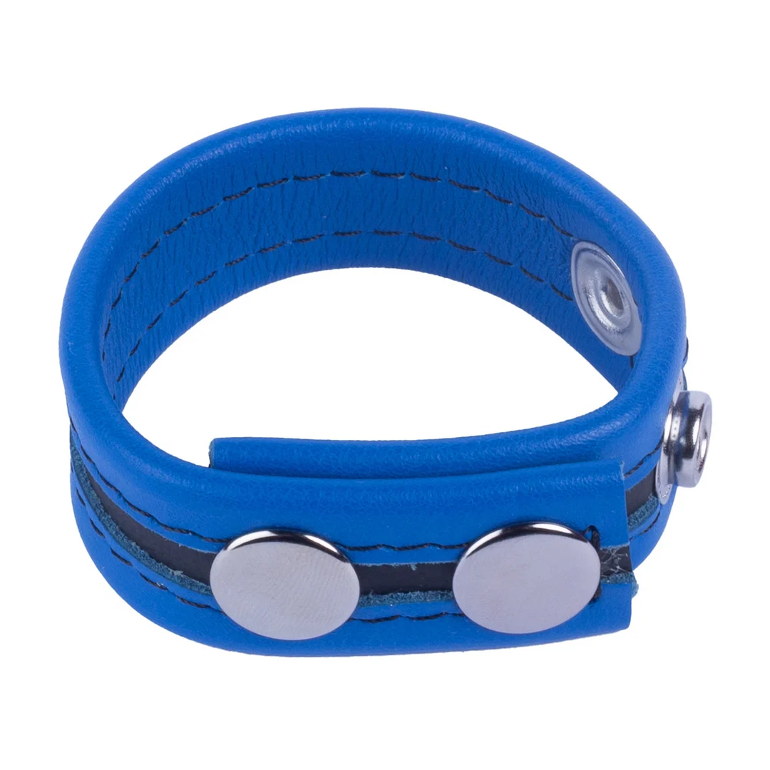 Anillo para el pene Tippy de cuero azul - Imagen 1