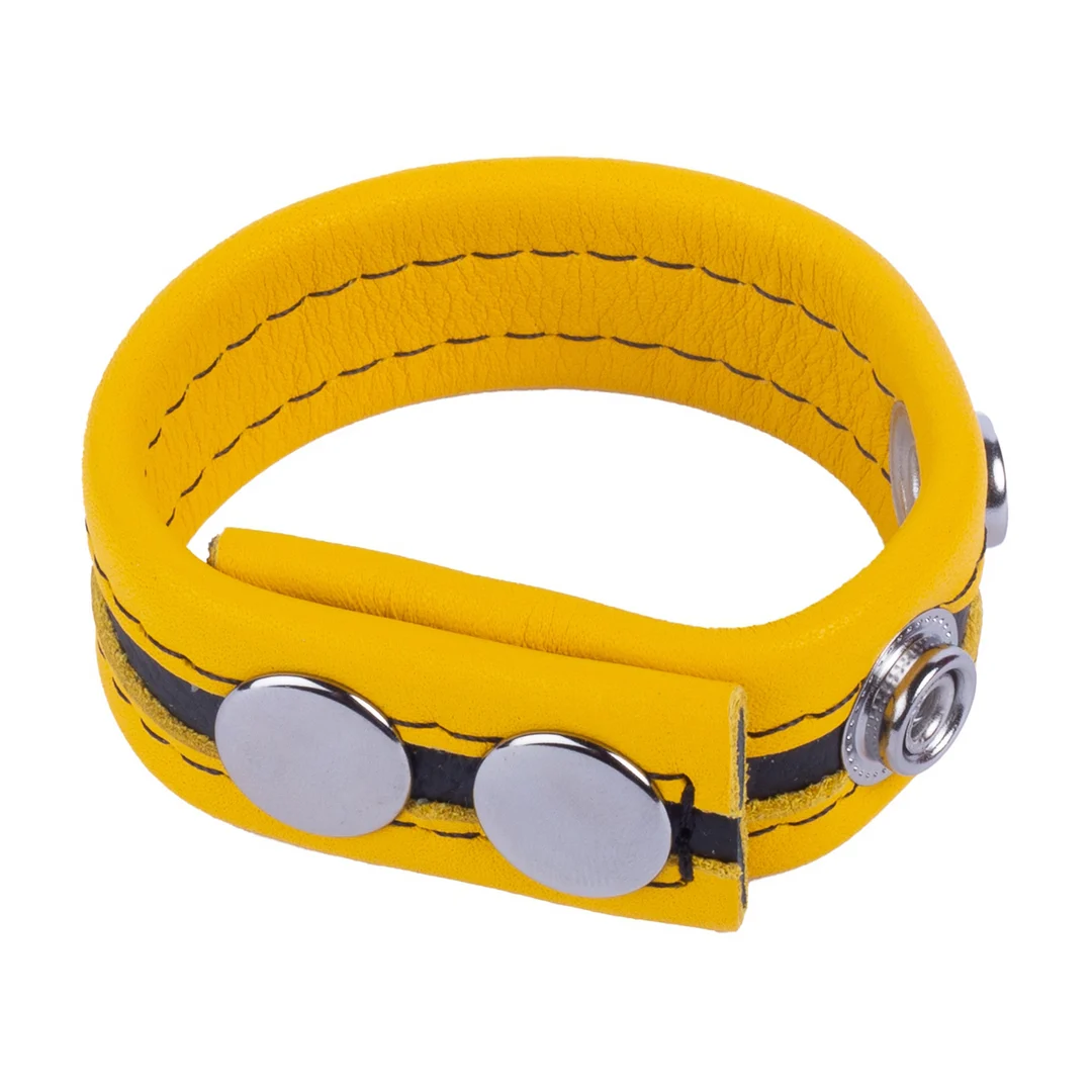 Anillo para el pene Tippy de cuero amarillo - Imagen 1