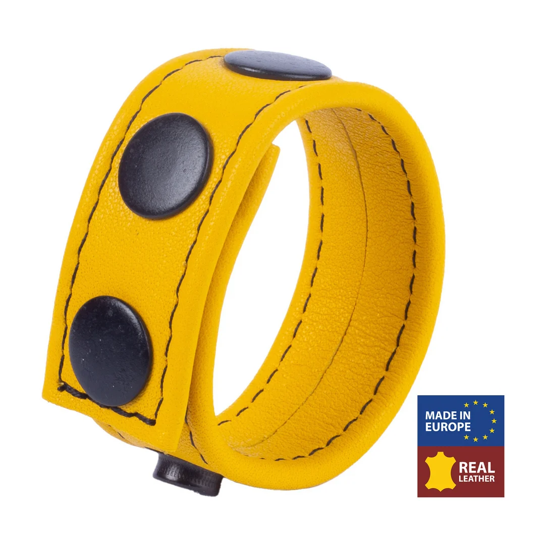 Anillo para el pene de cuero amarillo Cocky - Imagen 3
