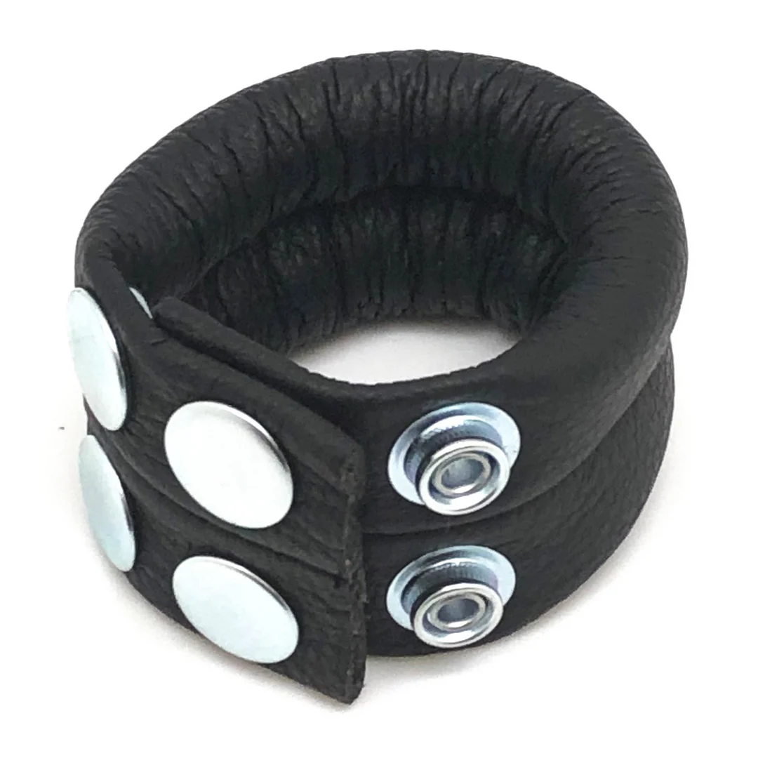 Estirador de testículos ajustable de piel Red Leather, negro - Imagen 1