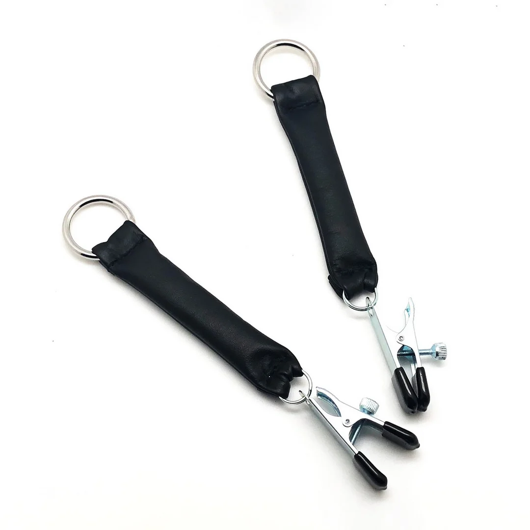 Pinza para pechos con peso de cuero, 2 x 80 g, negra y plateada - Imagen 4