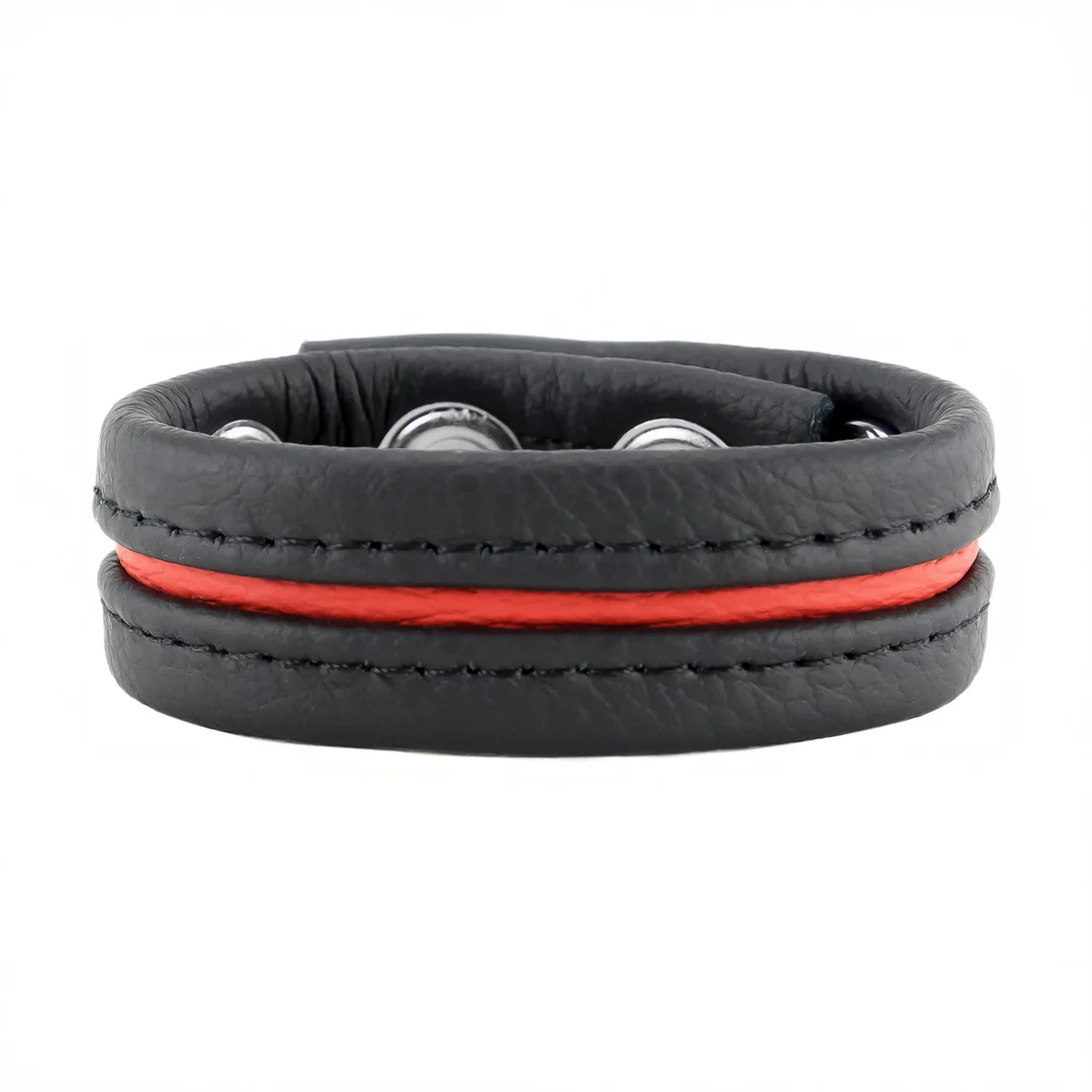 Anillo ajustable para el pene de cuero rojo - Imagen 1
