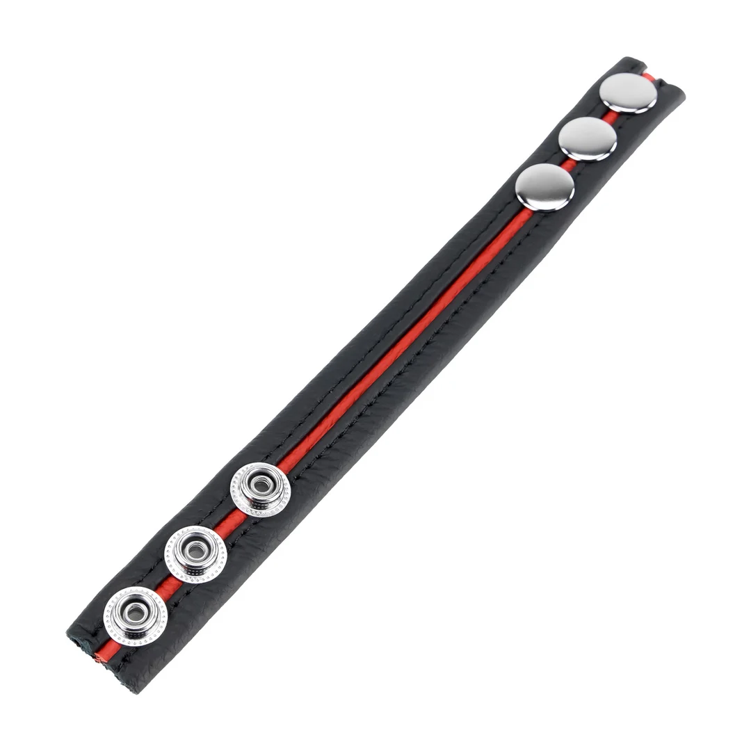 Anillo ajustable para el pene de cuero rojo - Imagen 2