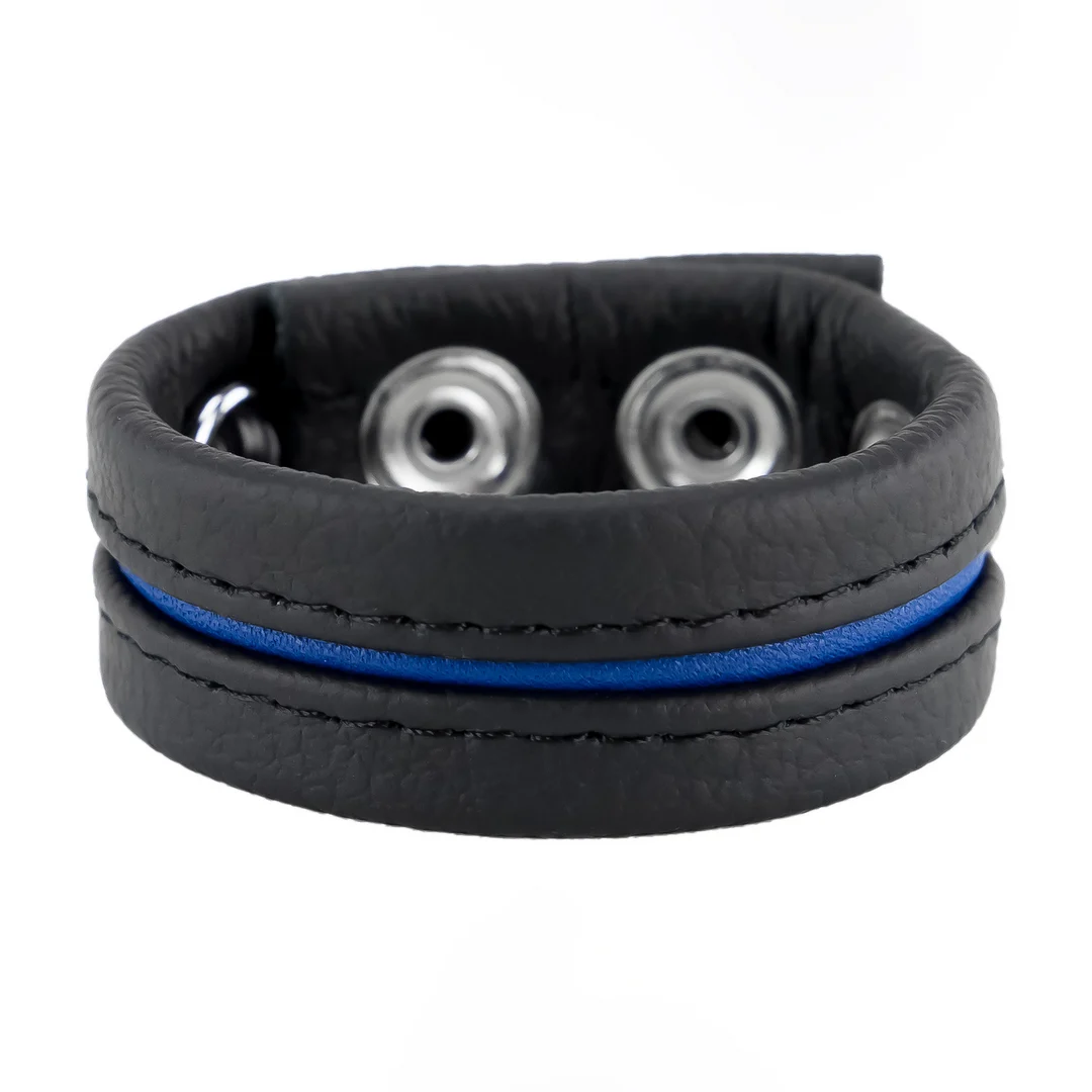 Anillo ajustable de piel azul - Imagen 1