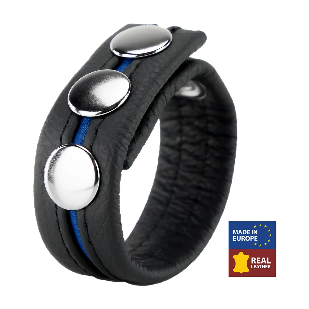 Anillo ajustable de piel azul - Imagen 4