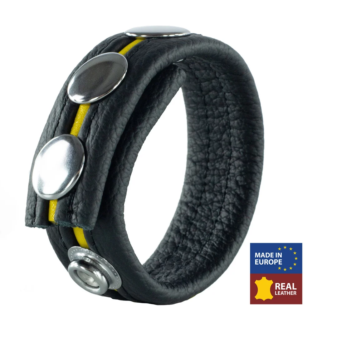 Anillo peneano ajustable de piel amarillo - Imagen 4