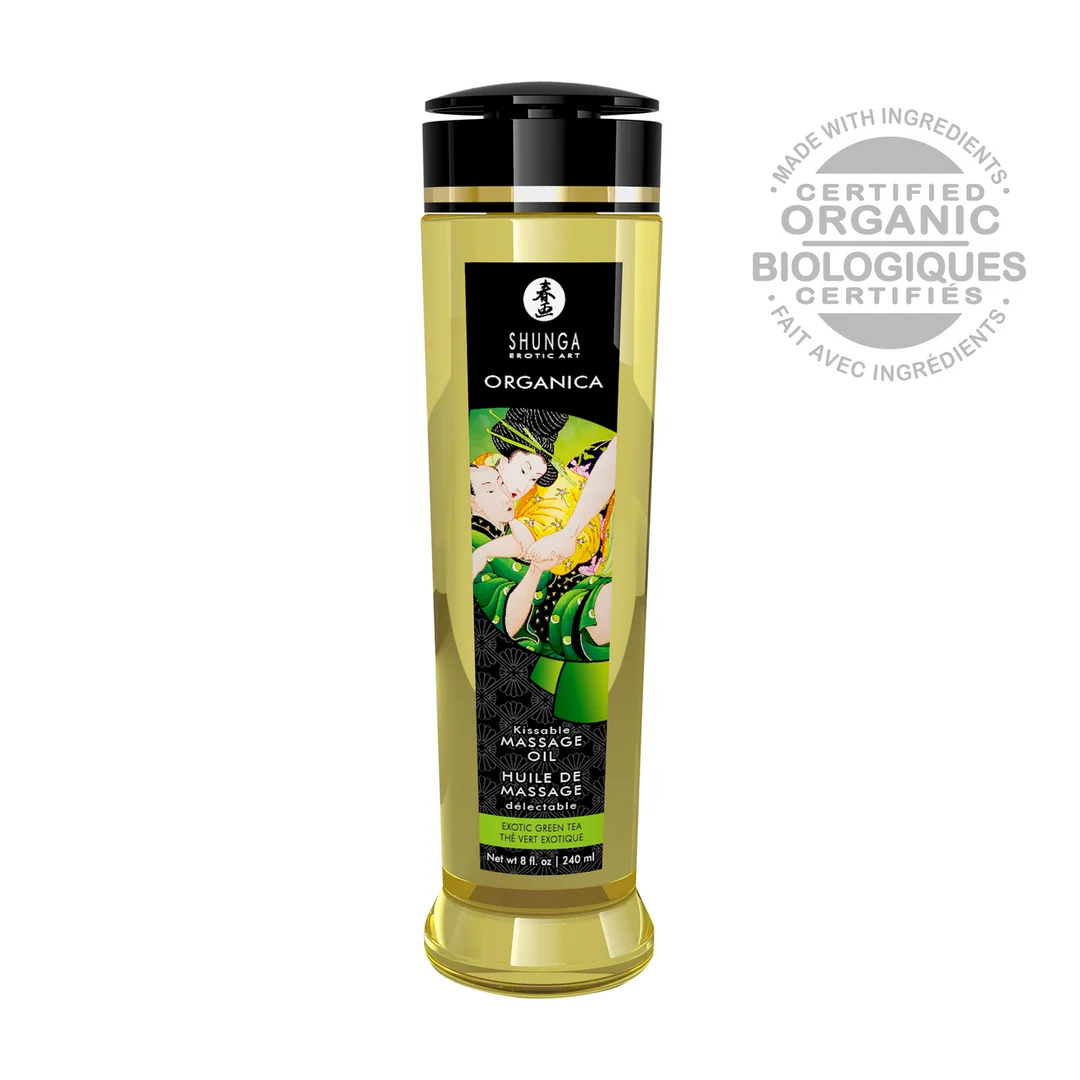 Aceite de masaje erótico, aceite de masaje natural y comestible, té verde, Shunga, 8 fl oz / 240 ml - Imagen 2