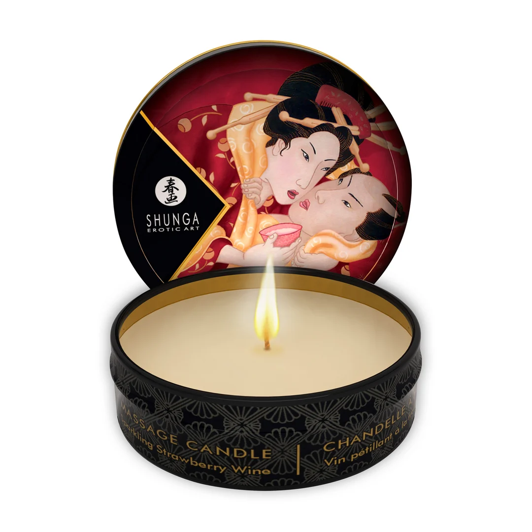 S-4608_1 Vela de masaje – Mini vela de masaje y ambiente – Fresa y vino espumoso – Shunga – 30 ml - Imagen 1