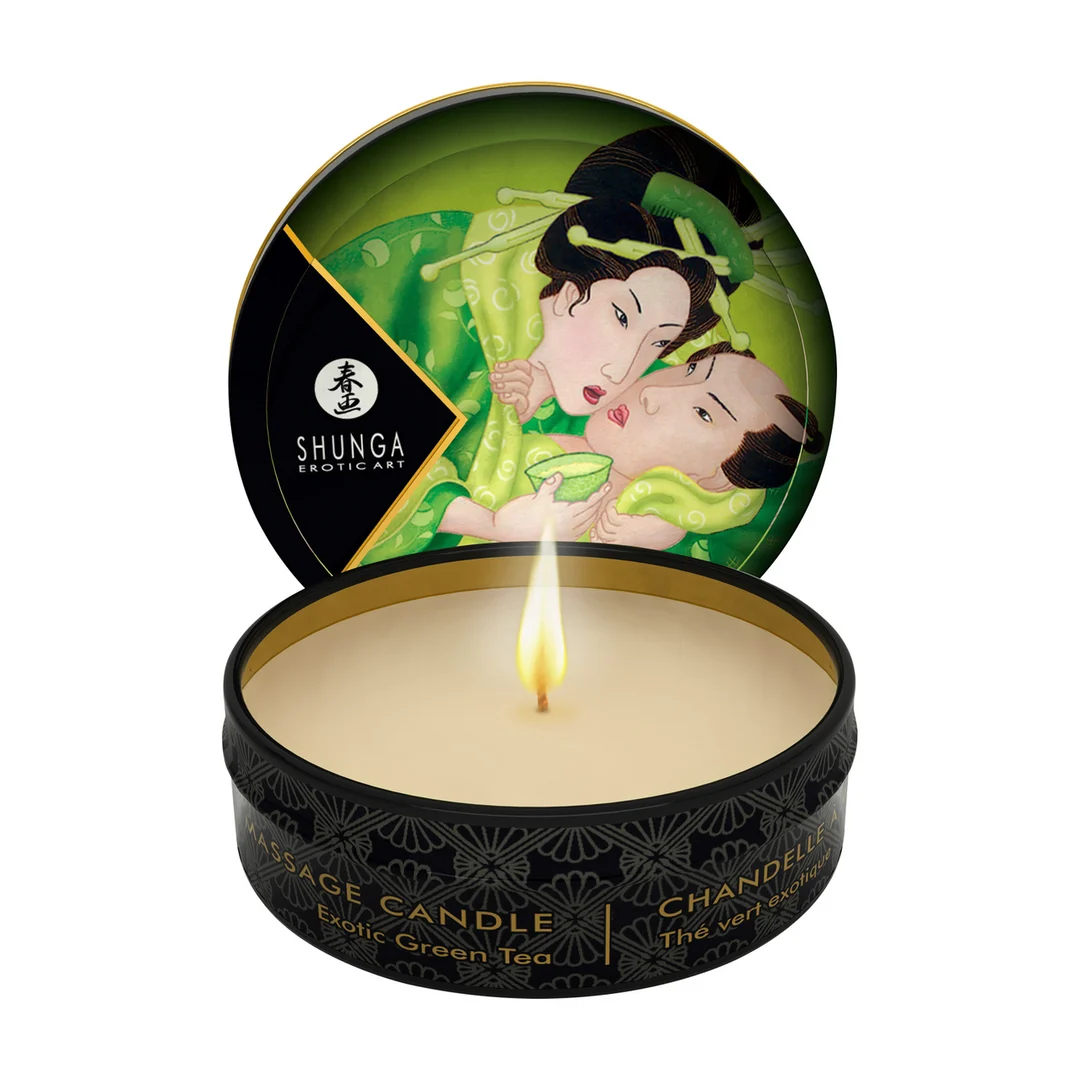 Vela de masaje – Mini vela de masaje y ambiente – Té Verde Exótico – Shunga – 30 ml - Imagen 1