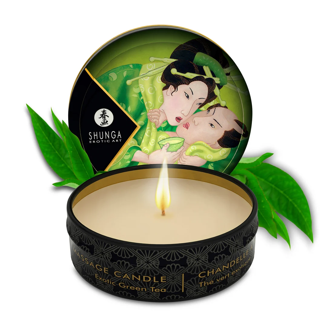 Vela de masaje – Mini vela de masaje y ambiente – Té Verde Exótico – Shunga – 30 ml - Imagen 2