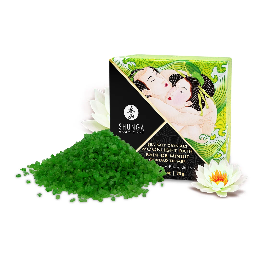 Sales de baño Oriental, cristales de sal del mar Muerto perfumados y espumosos que tiñen el agua, Flor de loto, Shunga, 75 gr - Imagen 3