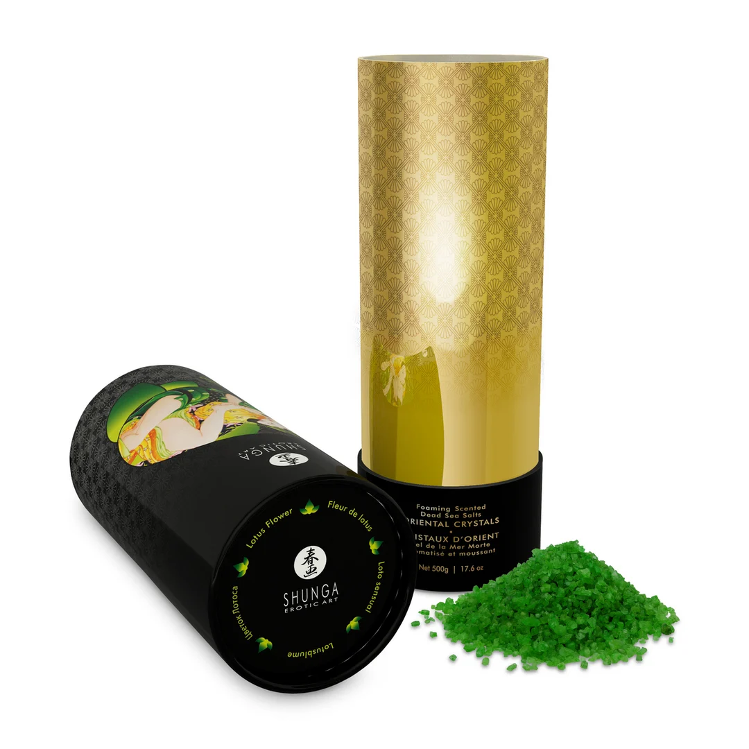 Sales de baño – Cristales orientales con sal del mar Muerto, espumosos – Flor de loto – Shunga – 17,6 oz / 500 gr - Imagen 4