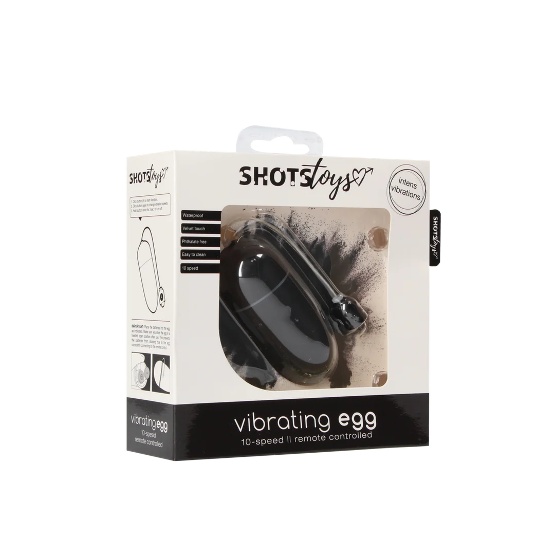 Huevo vibrador con mando a distancia, 10 modos, negro, Shots Toys by Shots - Imagen 1
