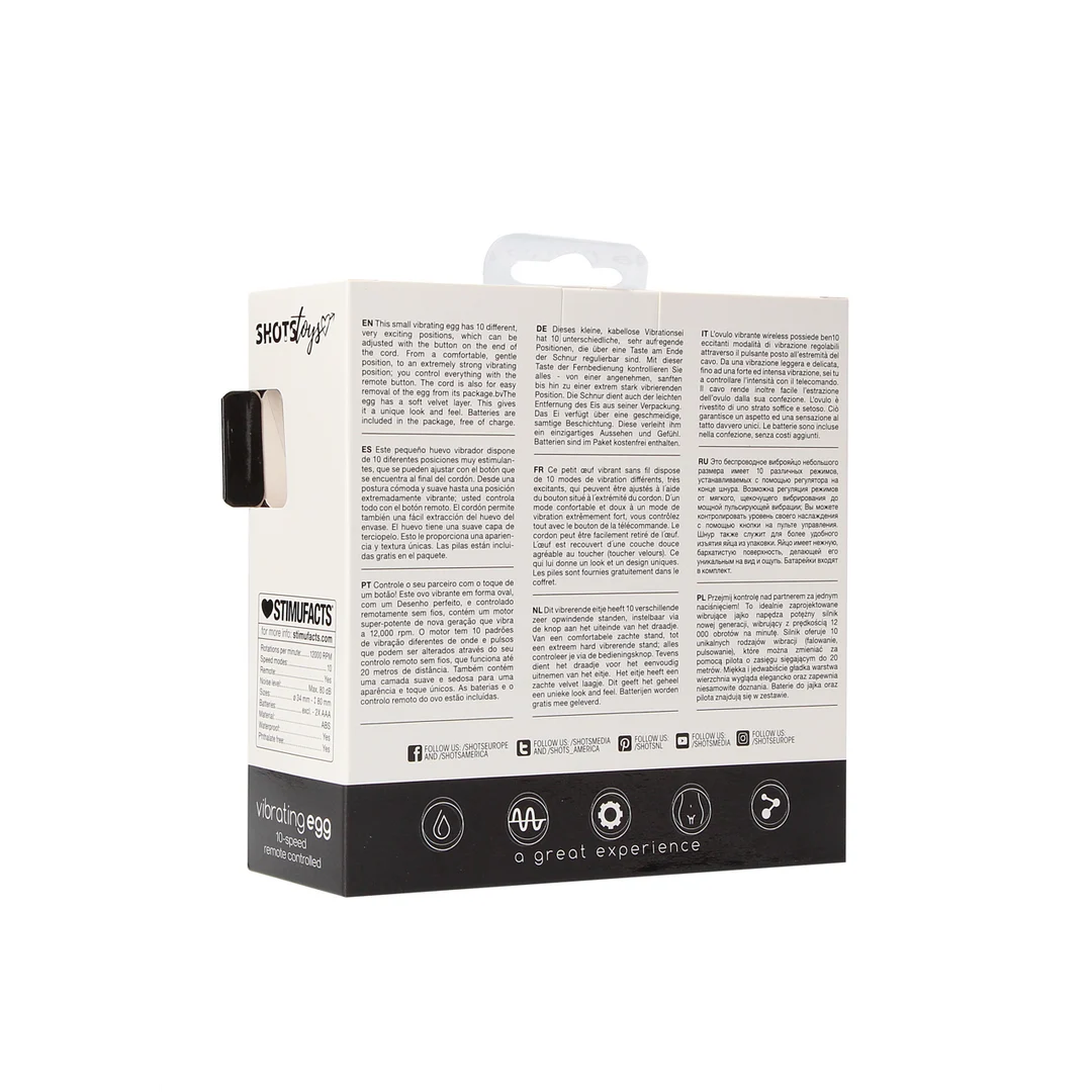 Huevo vibrador con mando a distancia, 10 modos, negro, Shots Toys by Shots - Imagen 2