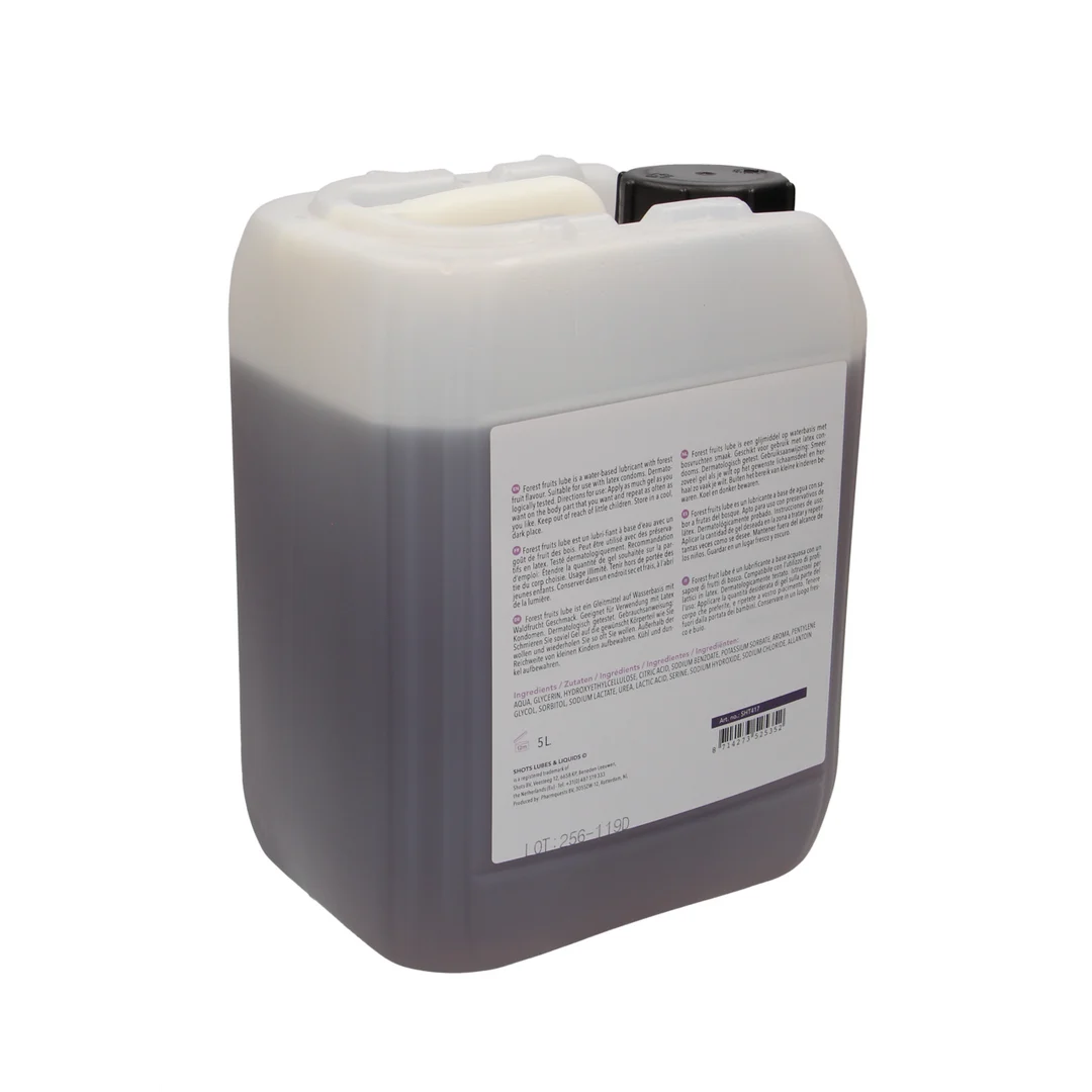 Lubricante de base acuosa – Apto para preservativos de látex – Frutos del bosque – 1,3 gal / 5 l – Shots Lubes - Imagen 1