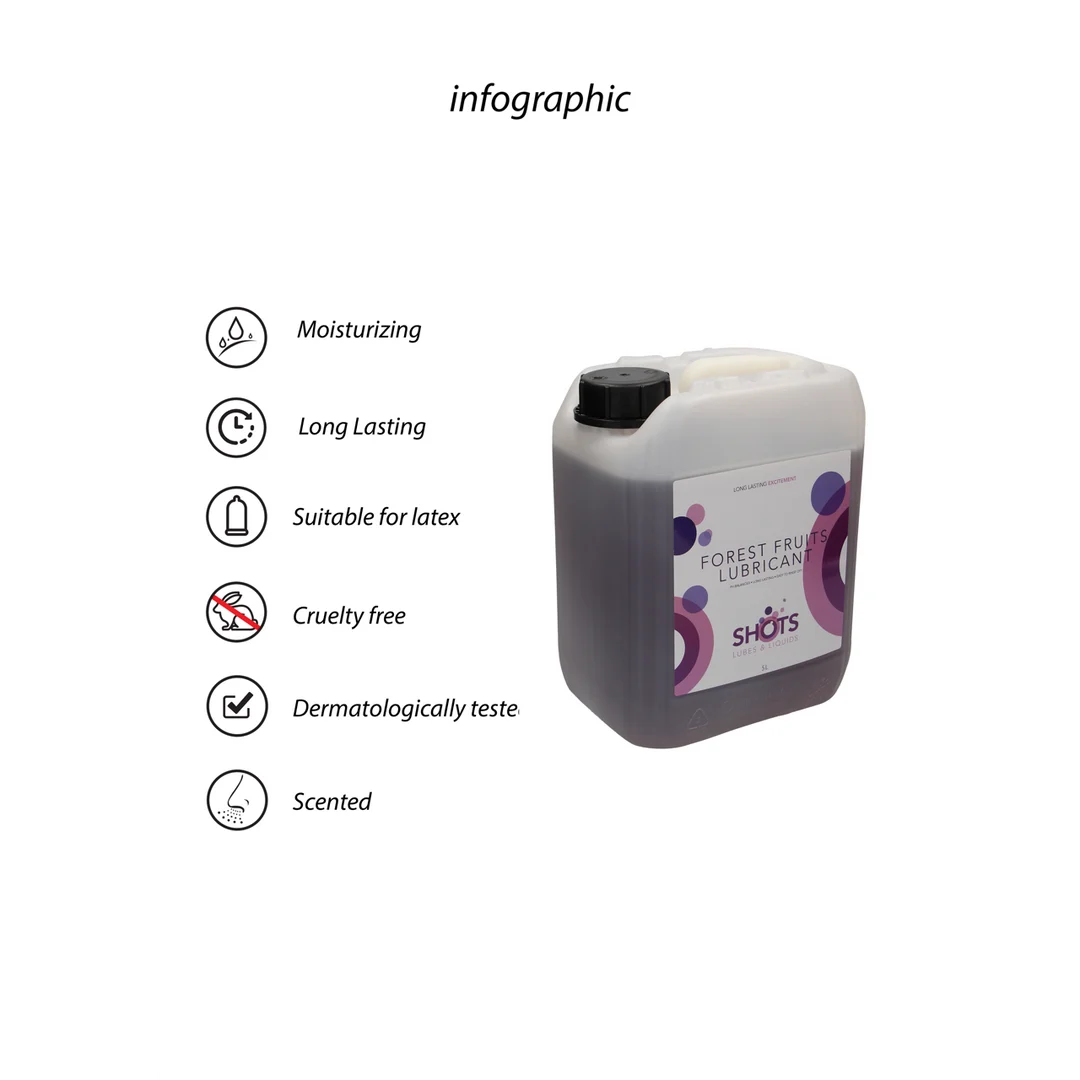 Lubricante de base acuosa – Apto para preservativos de látex – Frutos del bosque – 1,3 gal / 5 l – Shots Lubes - Imagen 3