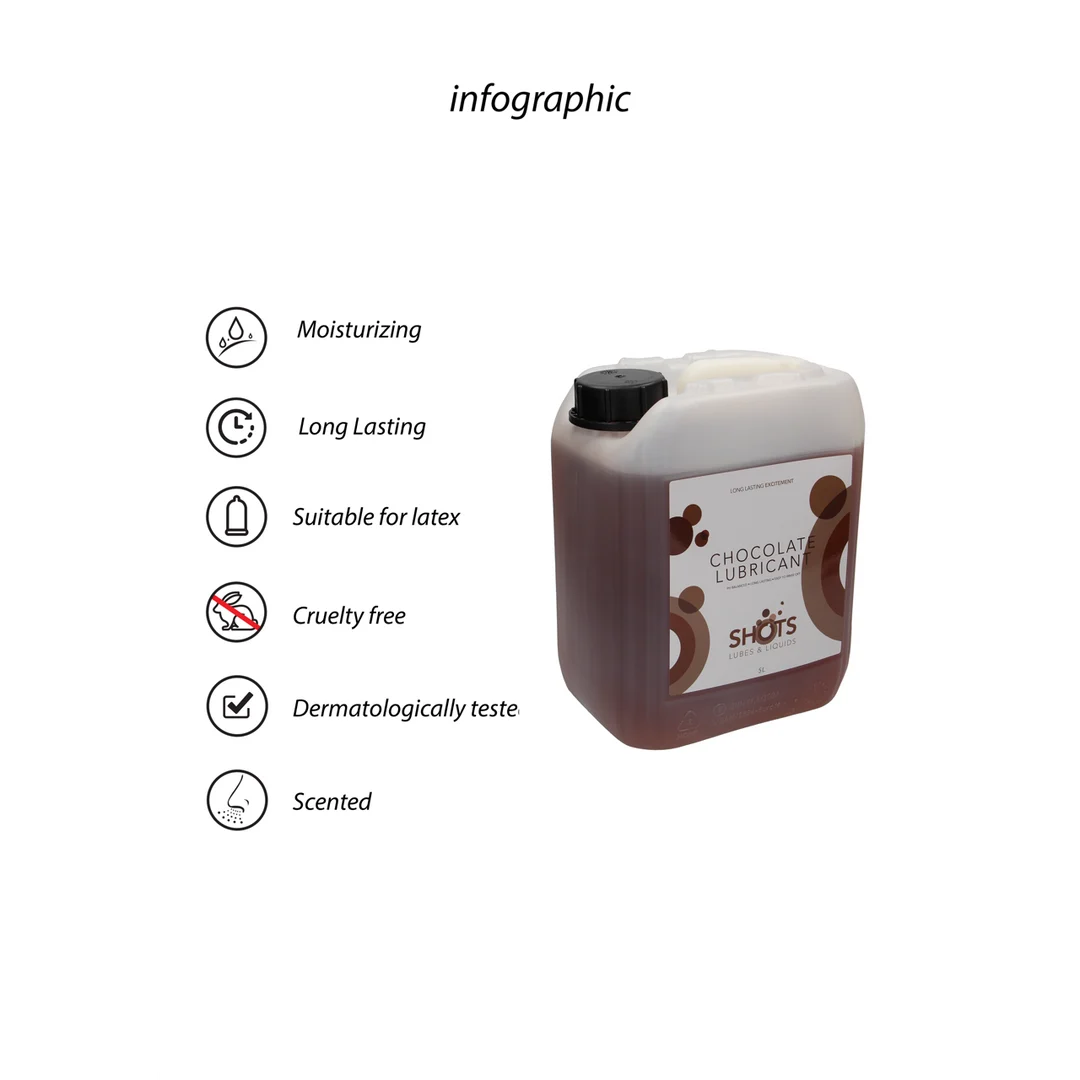 Lubricante con sabor – De base acuosa, apto para usar con preservativos de látex – Chocolate – 1,3 gal / 5 l - Imagen 3