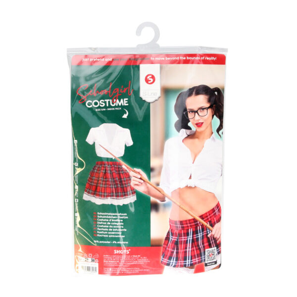 Disfraz de colegiala en blanco y rojo