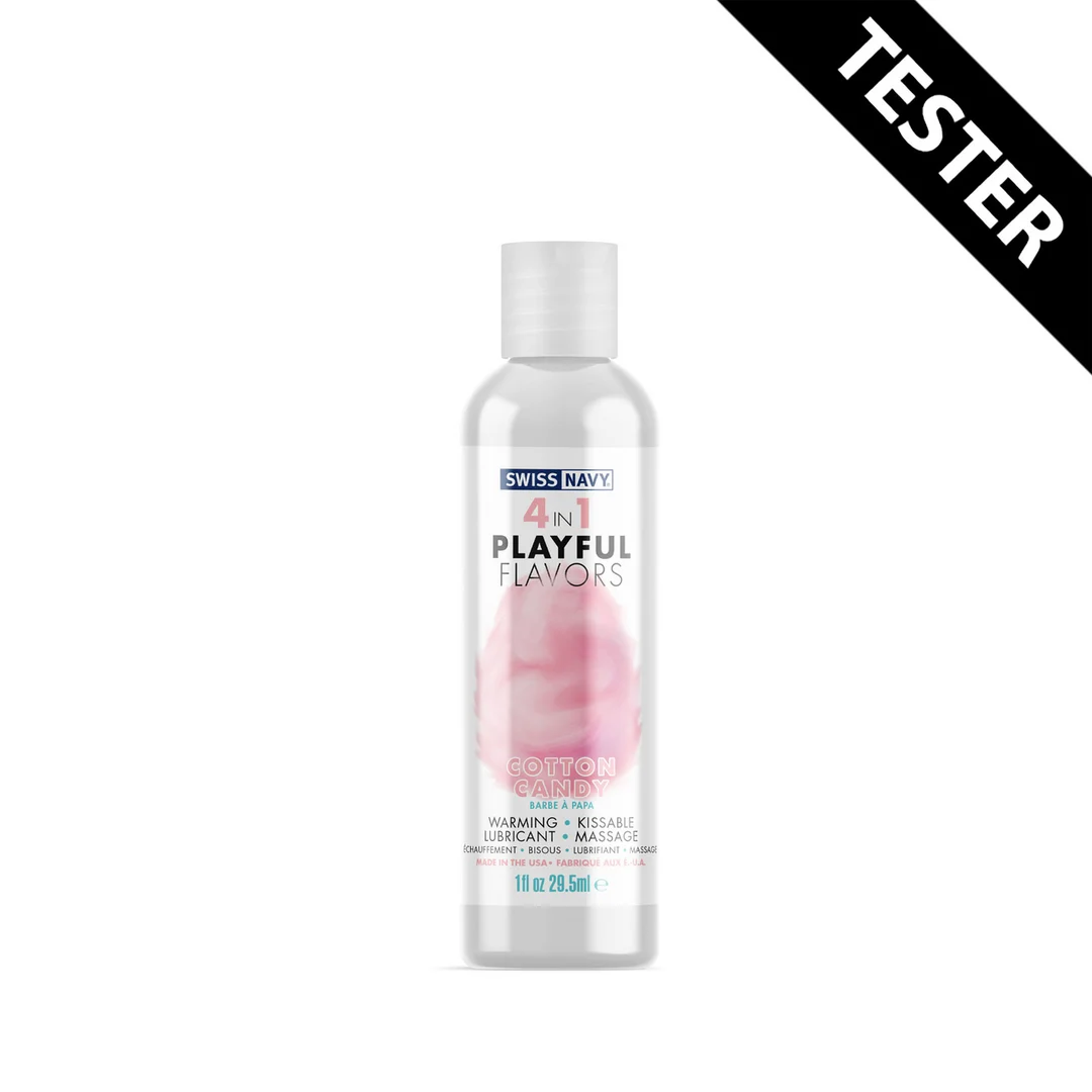 Lubricante con sabor: 4 en 1 Playful Flavors, comestible y con efecto calor, algodón de azúcar, 29,5 ml, Swiss Navy - Imagen 2