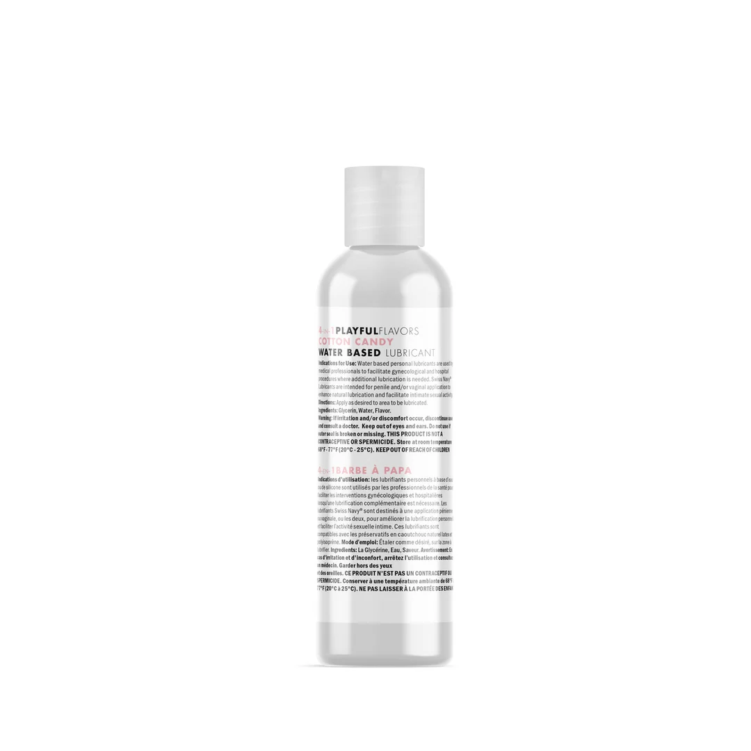 Lubricante con sabor: 4 en 1 Playful Flavors, comestible y con efecto calor, algodón de azúcar, 29,5 ml, Swiss Navy - Imagen 1