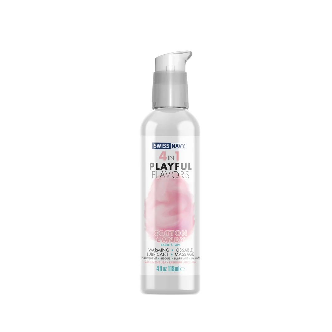 Lubricante con sabor: 4 en 1 Playful Flavors, comestible y con efecto calor, algodón de azúcar, 29,5 ml, Swiss Navy - Imagen 5
