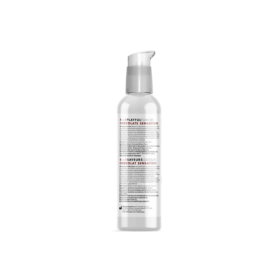 Lubricante con sabor, comestible, de base acuosa y efecto calor, chocolate, 29,5 ml, Swiss Navy - Imagen 4