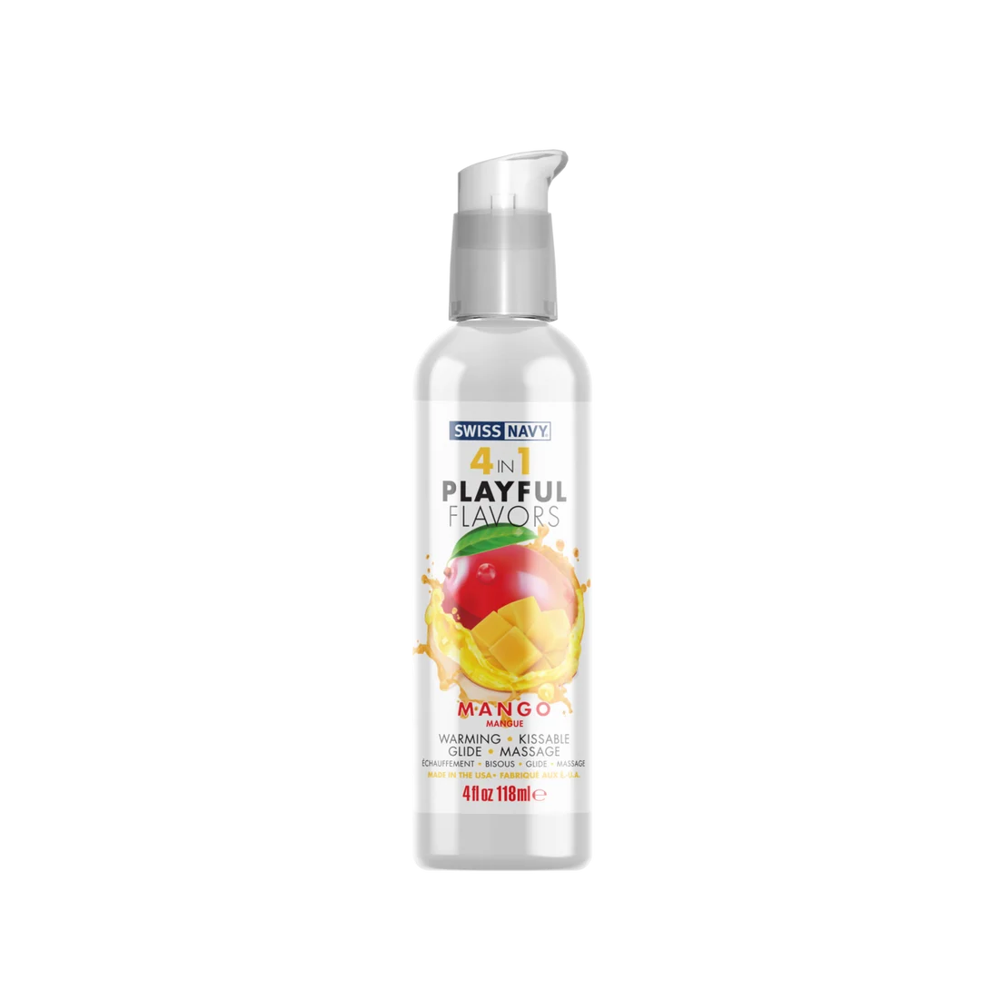 Lubricante con sabor, 4 in 1 Playful Flavors, comestible y con efecto calor, mango, sobre de 5 ml, Swiss Navy - Imagen 7