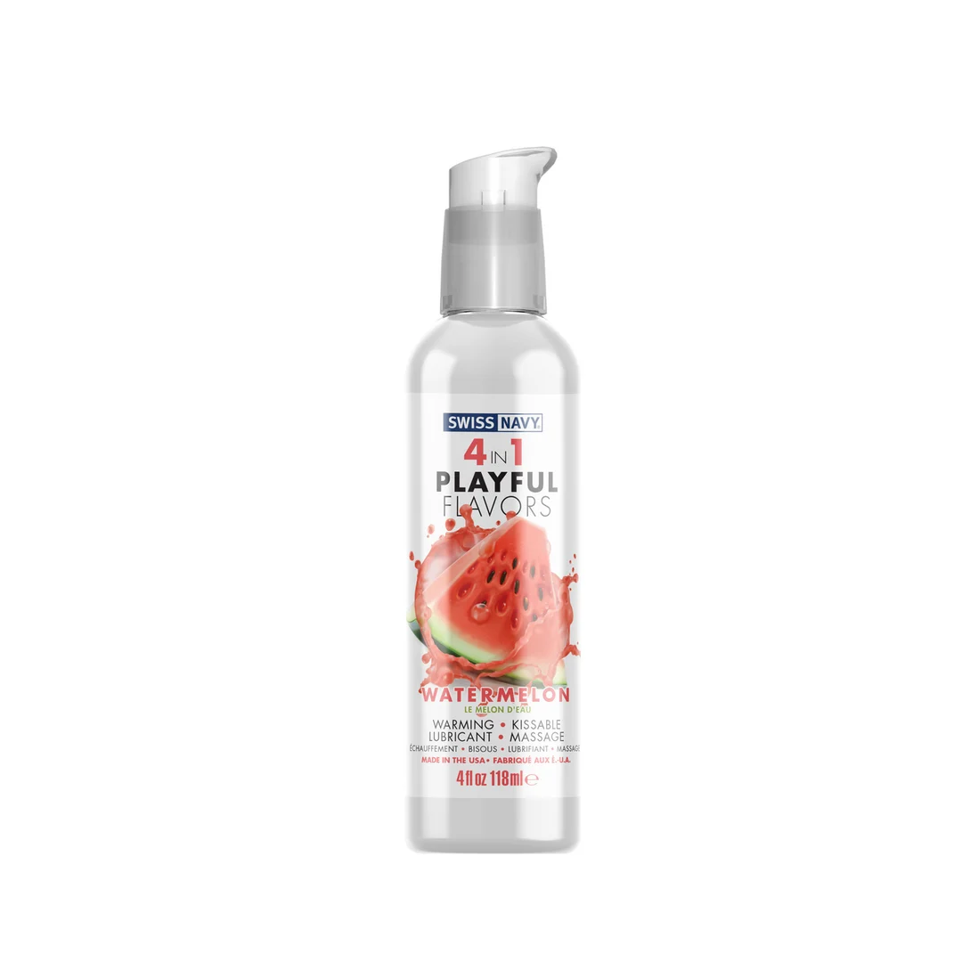 Lubricante con sabor, 4 in 1 Playful Flavors con sabor a sandía, sandía, 5 ml, Swiss Navy - Imagen 5