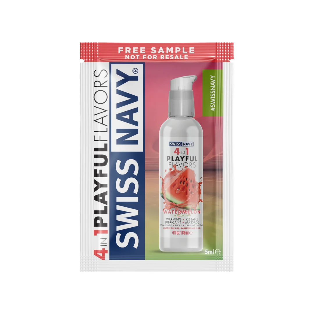 Lubricante con sabor, 4 in 1 Playful Flavors con sabor a sandía, sandía, 5 ml, Swiss Navy - Imagen 2
