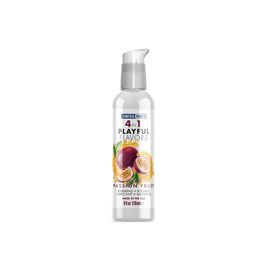 Lubricante con sabor 4 in 1 Playful Flavors, comestible y estimulante del calor, maracuyá, 29,5 ml, Swiss Navy - Imagen 6