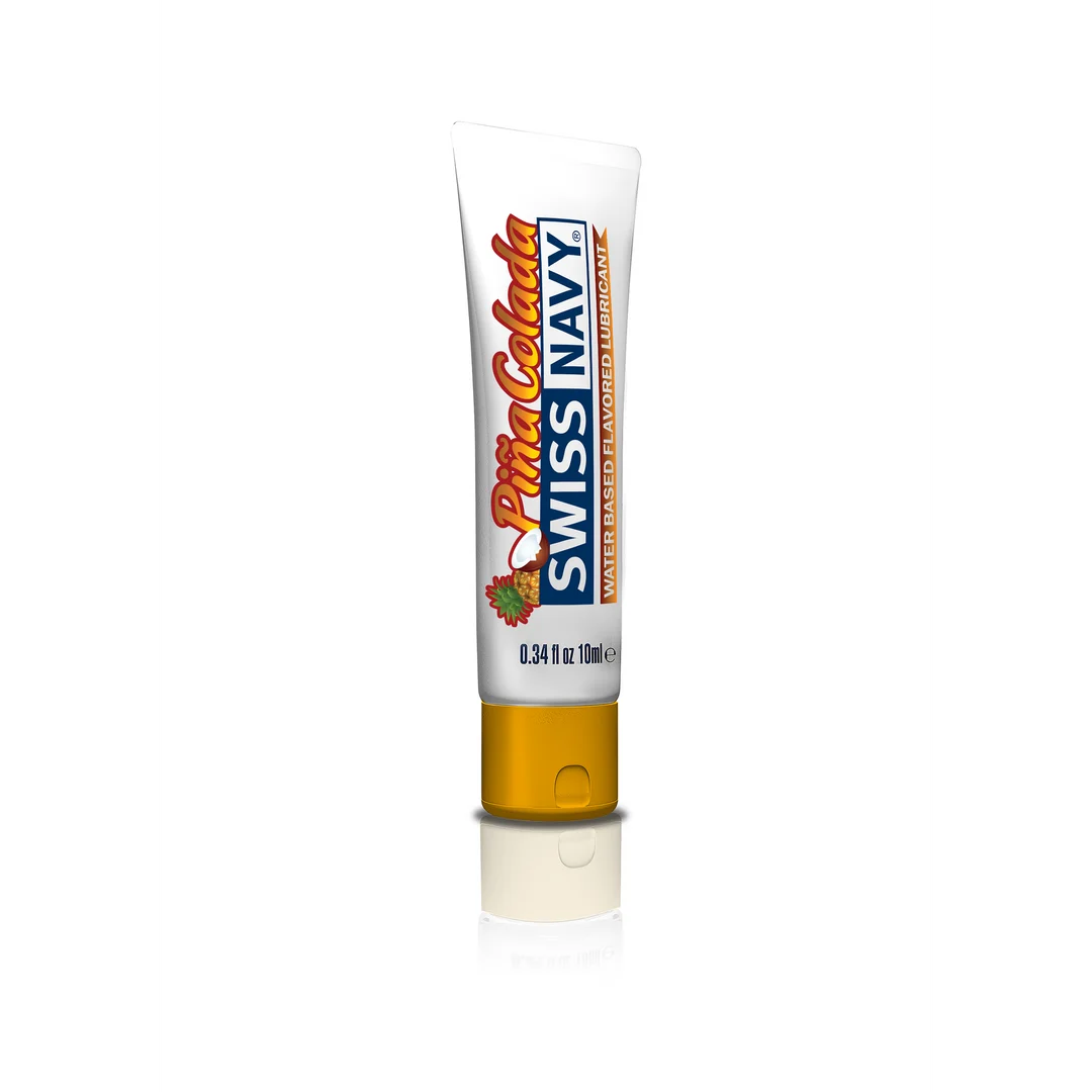SNFPC10ML_1_2 Lubricante con sabor a piña colada, fórmula prémium de larga duración, 10 ml, Swiss Navy - Imagen 1
